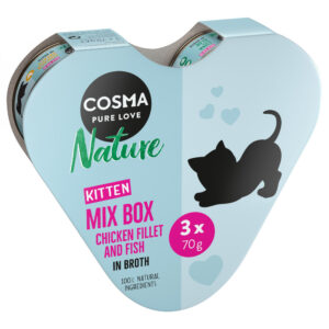 Cosma Nature Kitten Heart-Box 3 x 70 g - med 3 ulike sorter