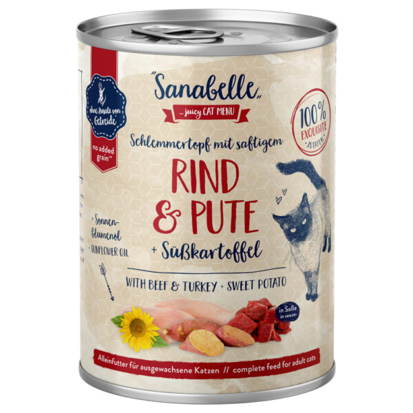 Økonomipakke Sanabelle Kjøtt i saus 24 x 380 g - Oksekjøtt og kalkun