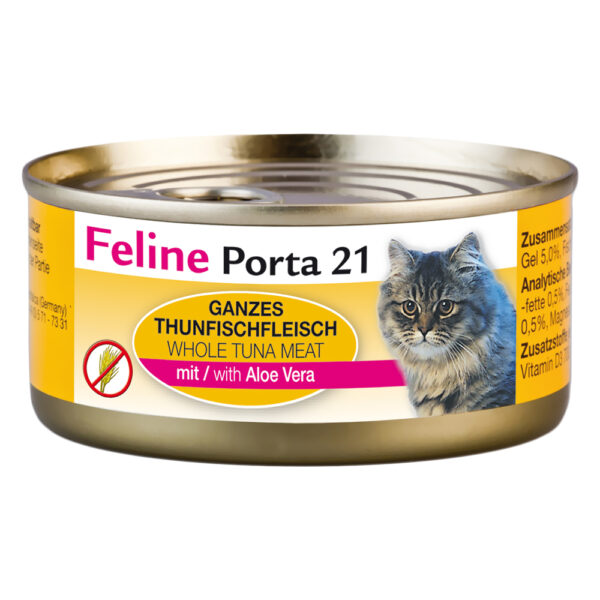 Feline Porta 21 kattefôr - 6 x 156 g - Tunfisk med aloe