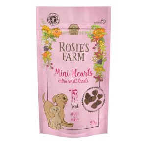 Rosie's Farm Puppy & Adult "Mini Hearts" Kalv - 3 x 50 g