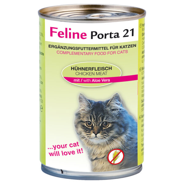 Feline Porta 21 kattefôr - 6 x 400 g - Kylling med aloe