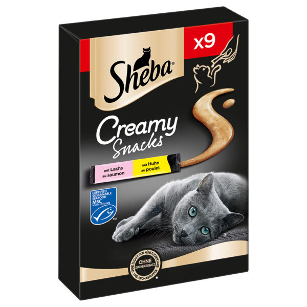 Sheba Creamy Snacks - Kylling og laks (63 x 12 g)