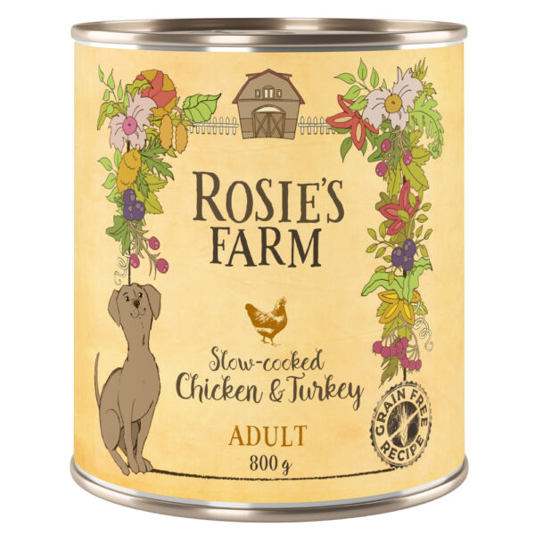 Økonomipakke Rosie's Farm Adult 24 x 800 g - Kylling & Kalkun