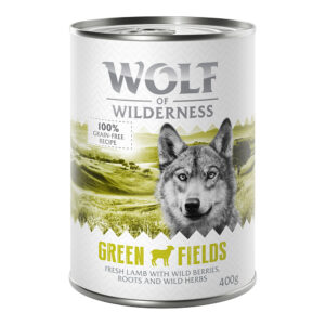 Økonomipakke Wolf of Wilderness Adult 24 x 400 g - Green Fields - Lam