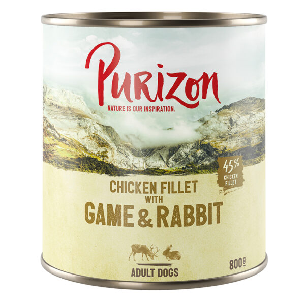 Purizon Adult 12 x 800 g - kornfri - Vilt & Kanin med Gresskar og Tyttebær