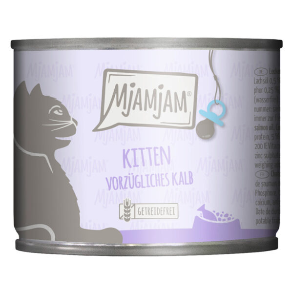 MjAMjAM Kitten 6 x 200 g - utsøkt kalvekjøtt med lakseolje