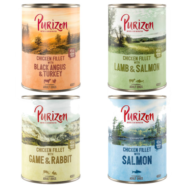 Purizon Adult 24 x 400 g - kornfri - Blandet (2 x Black-Angus