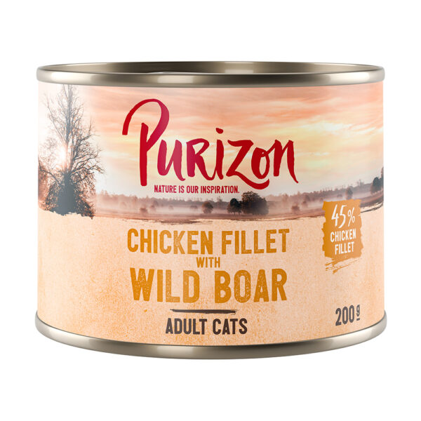 10 + 2 gratis! Purizon Adult 12 x 200 g / 400 g - Kyllingfilet med villsvin (12 x 200 g)