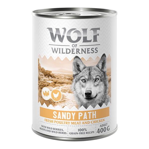 Wolf of Wilderness Adult 6 x 400 g - med fjærkre - Sandy Path - Fjærke med kylling