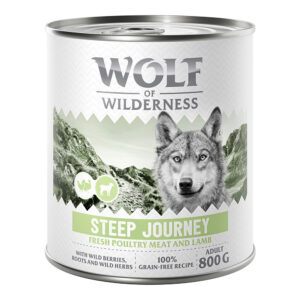 Wolf of Wilderness Adult 6 x 800 g - Steep Journey - Fjærkre med kalv