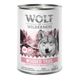 Wolf of Wilderness Adult 6 x 400 g - med fjærkre - Wooded Trails - Fjærke med kalv