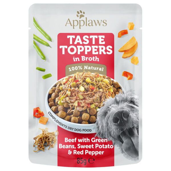 Applaws Hund Taste Toppers i kraft 24 x 85 g - Okse med grønne bønner