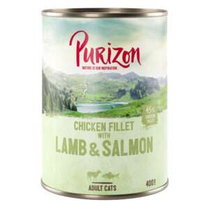 Purizon Adult 24 x 400 g - kornfritt - Hønsefilet med Laks & Lam