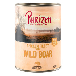 Purizon Adult 12 x 400 g - kornfritt - Hønsefilet med Villsvin