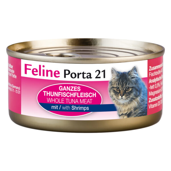 Feline Porta 21 kattefôr - 6 x 156 g - Tunfisk med reker