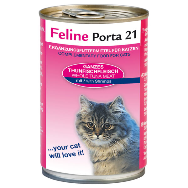 Feline Porta 21 kattefôr - 6 x 400 g - Tunfisk med reker