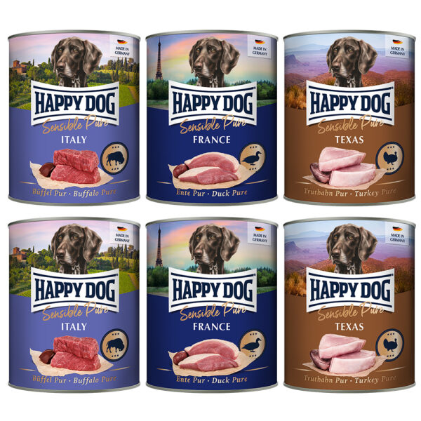 Happy Dog Pure 6 x 800 g - Blandet Sensible Pure