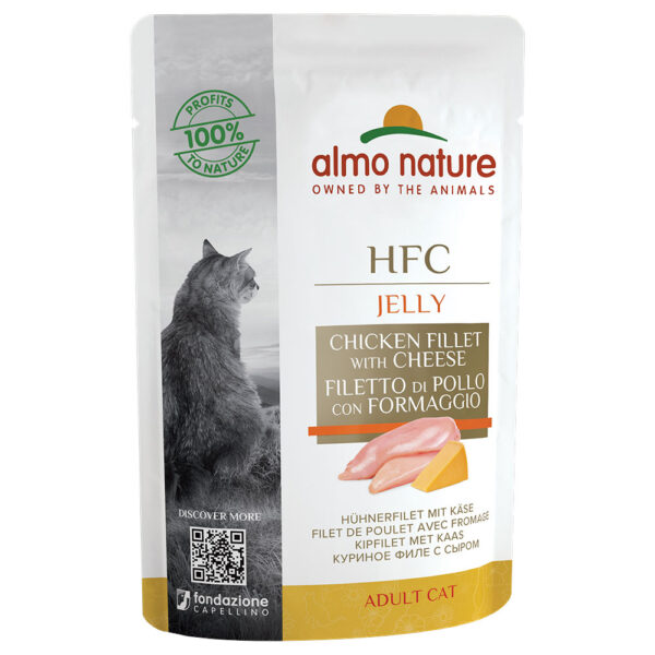 Økonomipakke: Almo Nature HFC Pouch 12 x 55 g - Kyllingfilet med ost