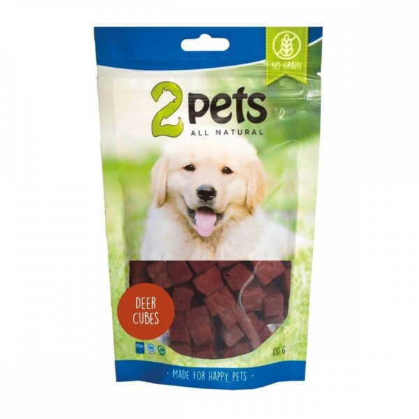 2Pets Cubes Hundegodteri med Hjort (100 g)