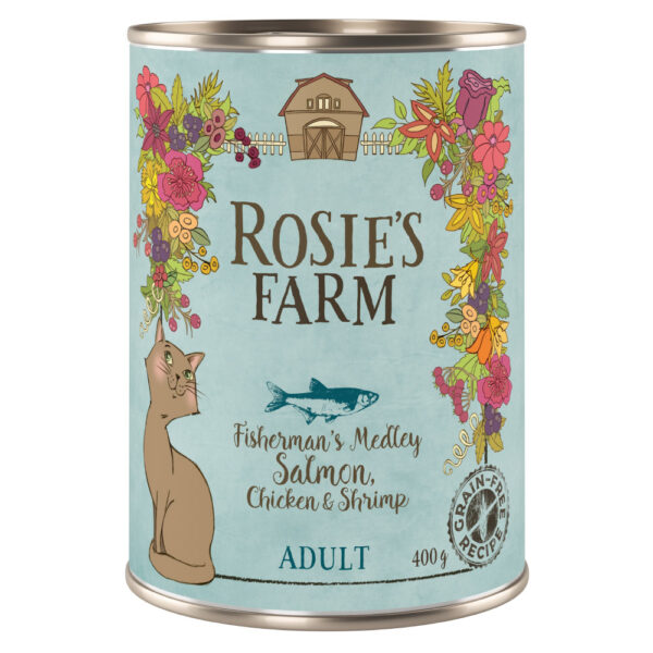 Sparepakke Rosie's Farm Adult 12 x 400 g - Laks & Kylling med reker