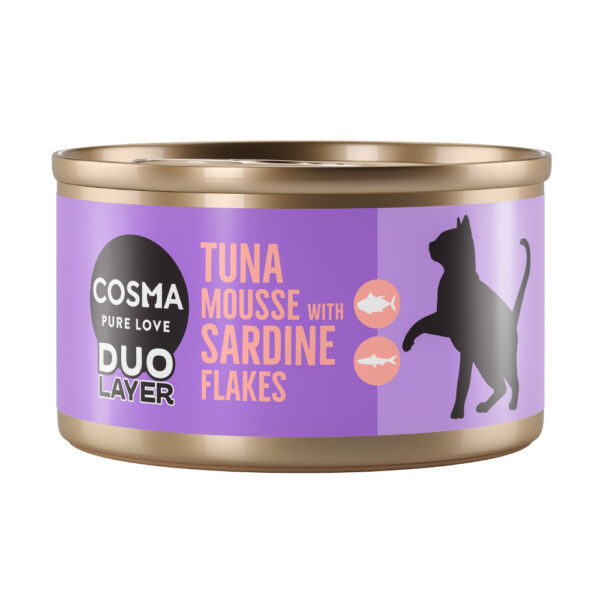 Cosma DUO Layer 6 x 70 g - Tunfiskmousse med sardinbiter