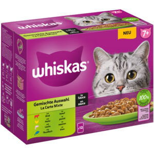 Megapack Whiskas Senior porsjonsposer 24 x 85 gram - 7+ blandet utvalg i saus