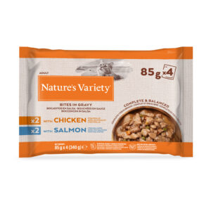 Nature's Variety biter i saus 44 x 85 g - Kylling & laks