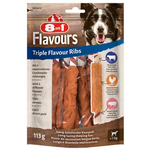 8in1 Triple Flavour Ribs tyggepinner - 6 stk