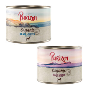 Purizon Organic 6 x 200 g - Blandet pakke: 3 x And og kylling