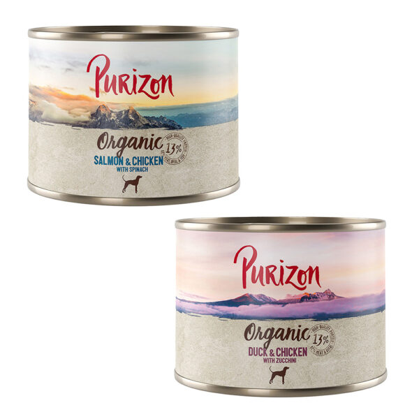 Purizon økologisk 6 x 200 g - Blandet pakke: 3 x øko-And & øko-kylling