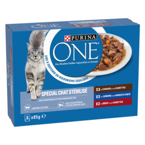 Purina ONE Katt Sterilisert Blandet pakke 8 x 85 g - And