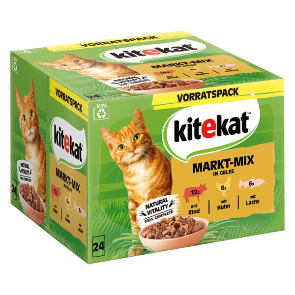 Kitekat porsjonsposer 48 x 85 g - Markedsmiks i gelé (48 x 85 g)