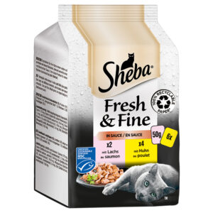 Multipakke Sheba Fresh & fine 6 x 50 g - Laks og kylling i saus