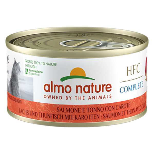 Økonomipakke: Almo Nature HFC Complete 24 x 70 g - Laks og tunfisk med gulrot