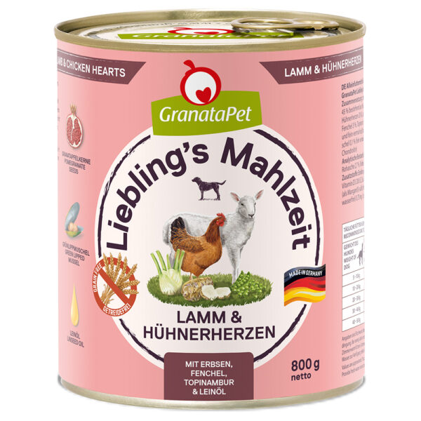 GranataPet Liebling's Måltid 6 x 800 g - Lam & Kyllinghjerter