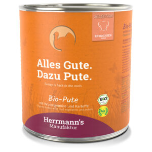 Herrmann's Meny Sensitive 24 x 400 g / 800 g - Bio-Kalkun mit Bio-rotgrønnsaker og Bio-Poteter