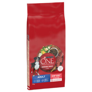 PURINA ONE Medium/Maxi Adult Beef & Rice for voksne - 12 kg