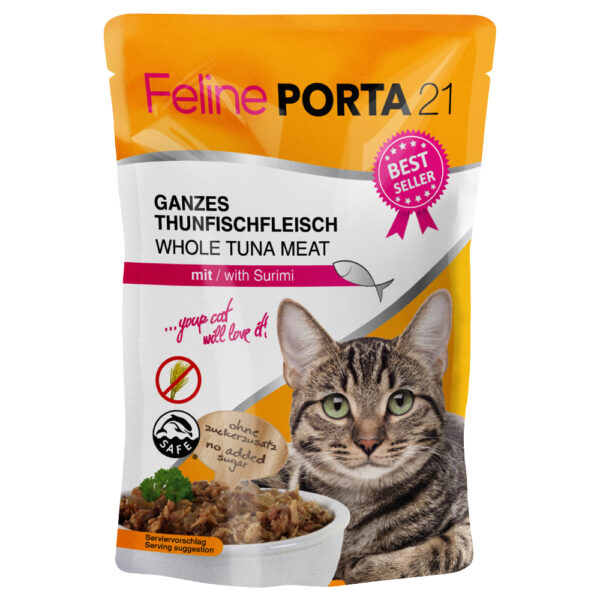 Feline Porta 21 porsjonsposer - 6 x 100 g - Tunfisk med surimi