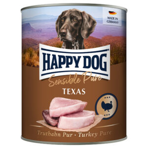 Økonomipakke Happy Dog Pure 12 x 800 g - Teksas (Kalkun Pur)