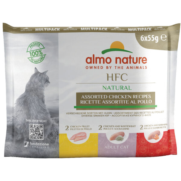 Almo Nature HFC Pouch 6 x 55 g - Med 3 sorter kylling