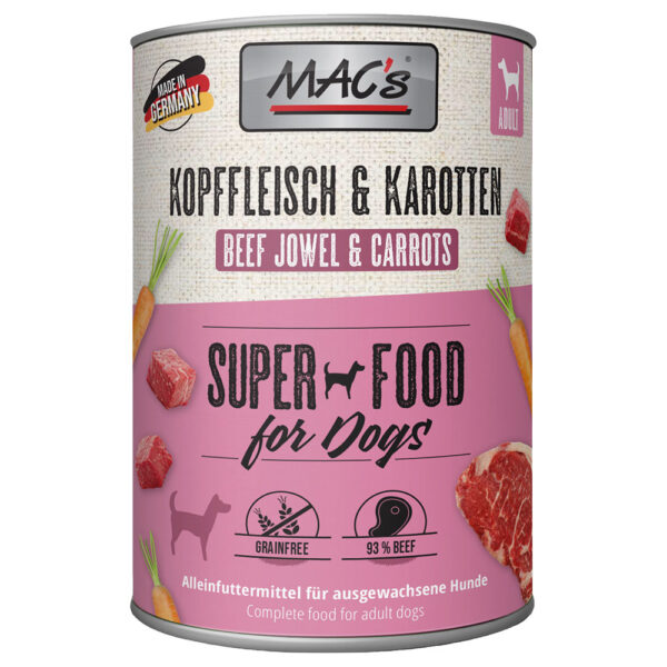 MAC's Adult Superfood 6 x 400 g - Hodekjøtt & Gulrøtter