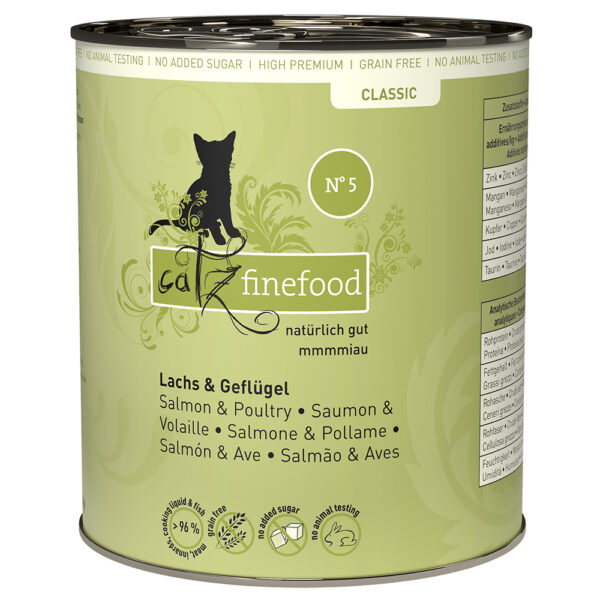 Økonomipakke catz finefood bokser 12 x 800 g - Laks & Fjærkre