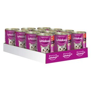 Whiskas 1 + Boks 12 x 400 g - 1+ Storfekjøtt og lever i saus