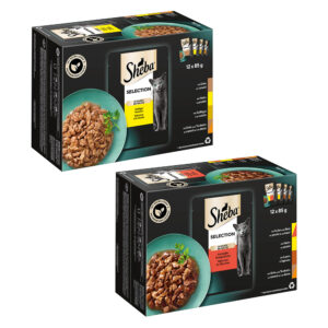 Økonomipakke: Sheba Selection i saus 48 x 85 g porsjonsposer - Mix: Selection i saus + Selection i saus fjærkre