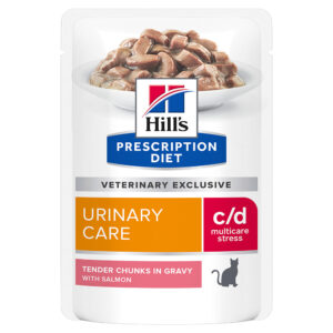 10 + 2 gratis! 12 x 85 g Hill's Prescription Diet - c/d Urinary Stress kattemat med laks