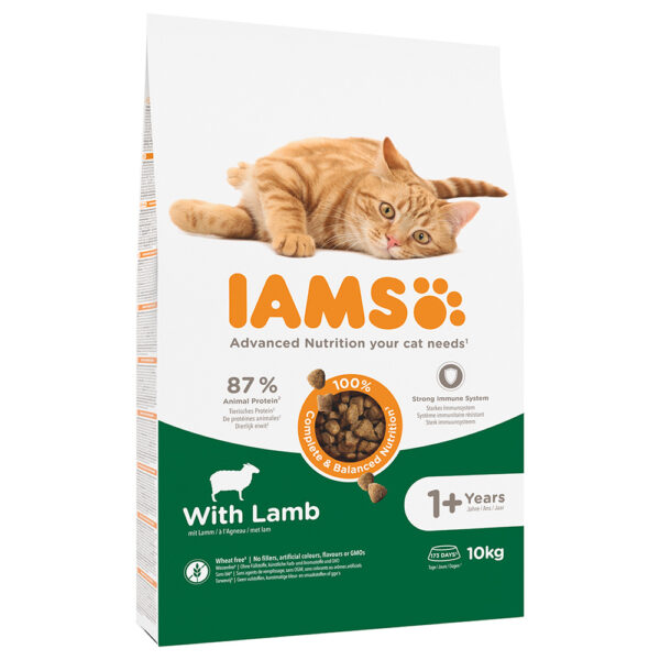 10% rabatt! Iams tørrfôr for katter 10 kg - Vitality Adult with lamb 10 kg