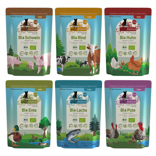 Økonomipakke catz finefood Bio 24 x 85 g - Mix I (6 Sorten)