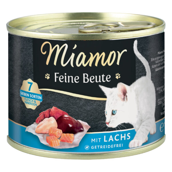 Økonomipakke med Miamor Fine Prey 24 x 185 g - Laks