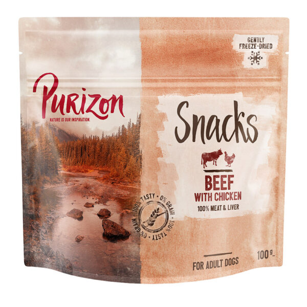 Purizon Snack Okse & kylling - kornfritt - 3 x 100 g