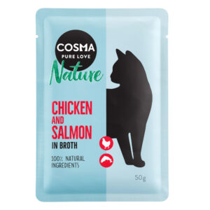 Cosma Nature porsjonsposer 6 x 50 g - Kylling & Laks